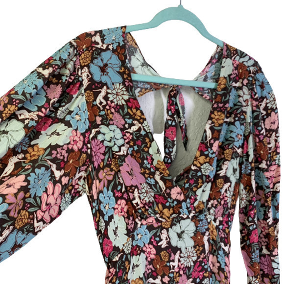 FRNCH Paris Aida Small Multi-Color Floral Open Tie-Back Midi Dress - NWT - Picture 5 of 16